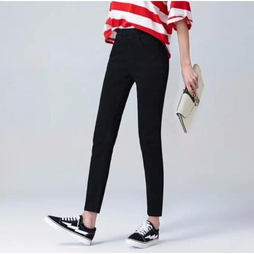 New 2021 Womens Jeans Pants Straight High Waist Slim Loose Autumn Winter Pants Casual Elasticated Fashion Cropped Trousers MOM