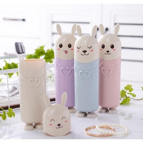 1PC Portable Tooth Brush Storage Box Cartoon Travel Toothbrush Organizer Tableware Fork Spoons Protect Container