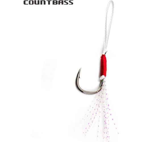 COUNTBASS 10pcs Casting Metal Jigs Assist Hooks with PE Line for any Jigging Lures Fish Hooks Terminal Fishing Accessories