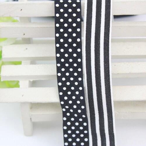 16mm screen ink printing polka dot stripe fold over elastic ribbon 16mm 10 yards diy hairband sewing accecory ribbons