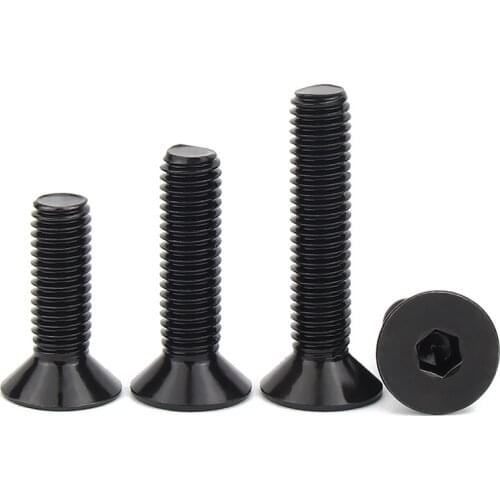 2/50pcs M2 M2.5 M3 M4 M5 M6 M8 Black 304 A2 Stainless Steel Hexagon Hex Socket Flat Countersunk Allen Head Screw Bolt L= 3-100mm
