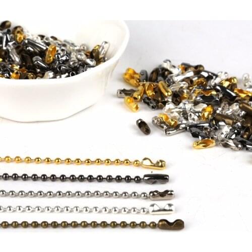 200pcs 8.6x3.5mm Copper Clasps Ball Chain Connectors Accessories, 5M 2.4mm Iron Beading Chain Connectors For DIY Jewelry Making