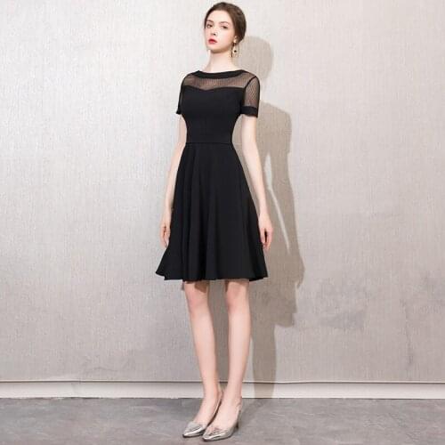 2019 new prom dress short round neck dress fashion slim graduation dress