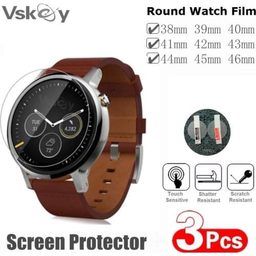 3PCS Round Smart Watch Screen Protector Diameter 40mm 41mm 42mm 43mm 44mm 45mm 46mm 41.5mm Tempered Glass Protective Film