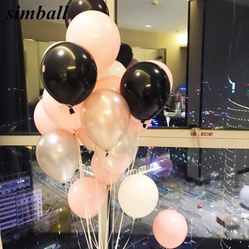 30pcs/lot 10inch Thick 2.3g Baby Pink Black Latex Balloons Birthday Wedding Party Decor Air Helium Globos Kids Gifts Supplies