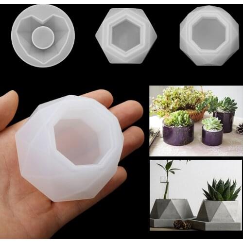 3D Silicone Molds for Epoxy Resin Succulent Flower Pot Concrete Cement Clay Mold Silicone Resin Mold Candle Soap Making Mould