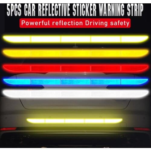 5pcs Anti-collision Car Reflective Sticker Auto Trunk Warning Strip Nano Tape For Driving Safety Luminous Car-styling Tapes