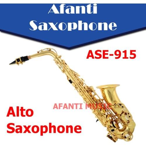 Afanti Music Eb Brass body Gold Lacquer Alto Saxophone (ASE-915)