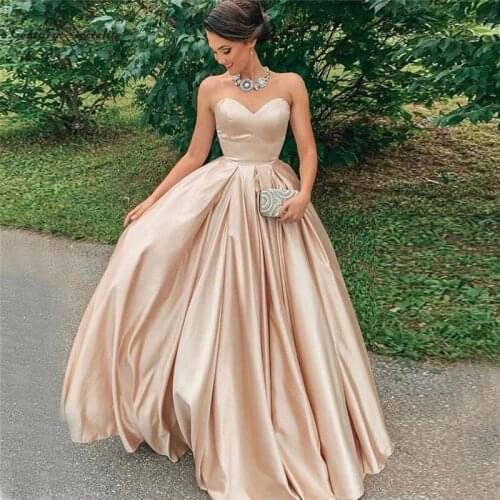 Champagne Satin Prom Dresses Long Lace Up Back Plus Size Formal Evening Dress Simple Party Gowns Vestido De Fiesta