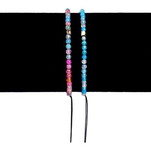 Bohemian Bracelet Handmade Friendship Braided Rope Cotton Weave Chain Of Stone Beads Unique Color Mixed Beaded Bracelets Jewelry