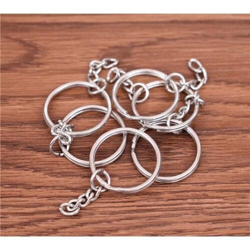 10pcs/lot Key Ring Key Chain ( Ring Size 25/28mm) Fashion Two Colors Plated Plated Round Keychain Keyrings
