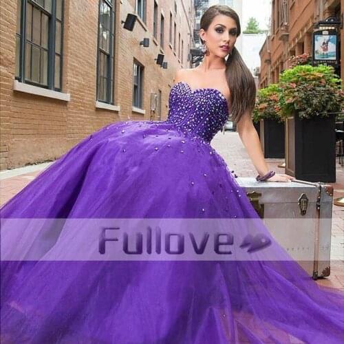 Boutique Lilac Rhinestone Beaded Tulle Evening Dresses Long 2019 Sweetheart Bodice Corset Ball Gown Homecoming Party Dress Abiye