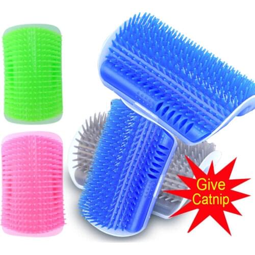 Cat Tool Wall Corner Pet Brush Comb Play Cat Toy Plastic Scratch Bristles Arch Massager Self Grooming Cat Scratcher with catnip