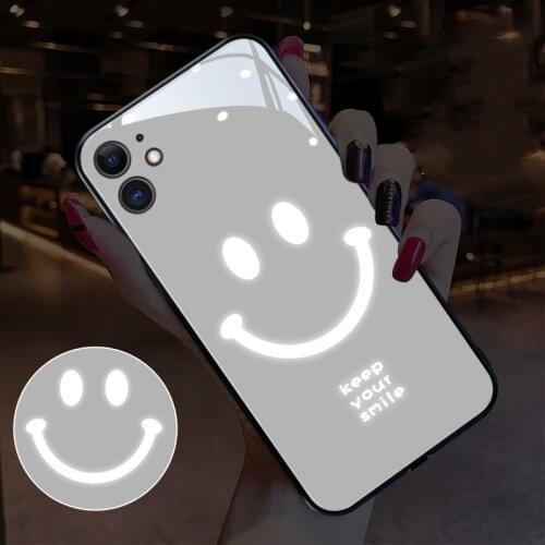 J Smile For iPhone 6 6s 7 8 Plus X XR XS Max 11 12 Pro Max mini TPU Incoming Call Glowing Luminous Case Led Flash Lighting