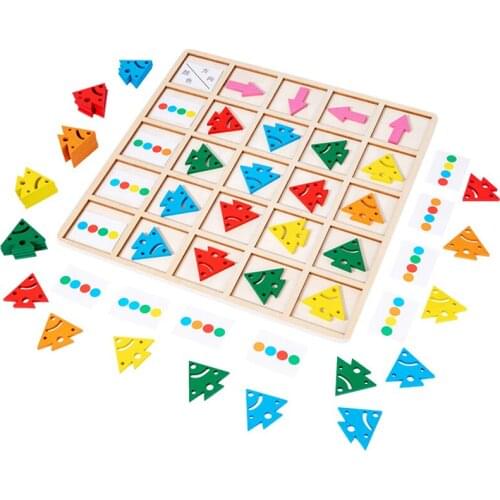 Wooden Toys Baby Montessori Sensory Board Education Toys Learning Color Direction Arrow Matching Games Logic Thinking for Kids