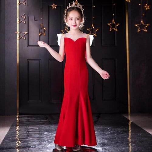 Baby Clothes Dresses 2020 Kids Catwalk Costume Mesh Stitching Design Mermaid Gown Wedding Birthday Party Dress For Girls L677