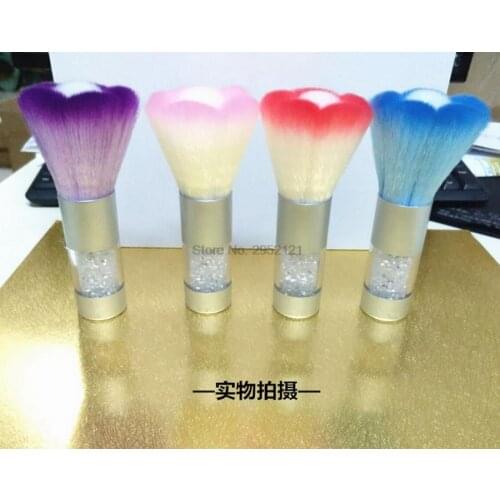 By dhl or ems 100pcs Big Metal Rhinestone Handle Rainbow Hair Nail Art Dust Remove Brush Powder Bead Clean Remover Tool new