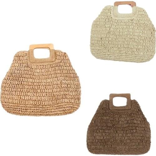 Elegant Female Square Tote Bag 2021 Summer Straw Womens Designer Handbag Large Capacity Woven Travel Shopper Bag