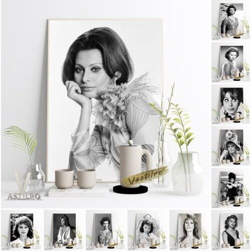 Sophia Loren Vintage Photograph Black White Poster Actress Fashion Magazine Album Wall Stickers Fans Collection Gift Home Decor