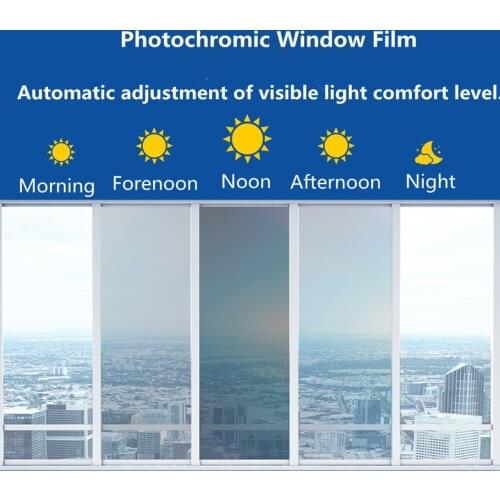 SUNICE Window Photochromic Solar Film 69-25%VLT 1.52*8/15m Vinilo Adhesivo Sticker Building Glass Tint Home Decor Anti-Uv Foils