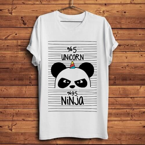 Cute panicorn unicorn panda ninja funny tshirt men summer new white short sleeve casual homme t shirt unisex streetwear