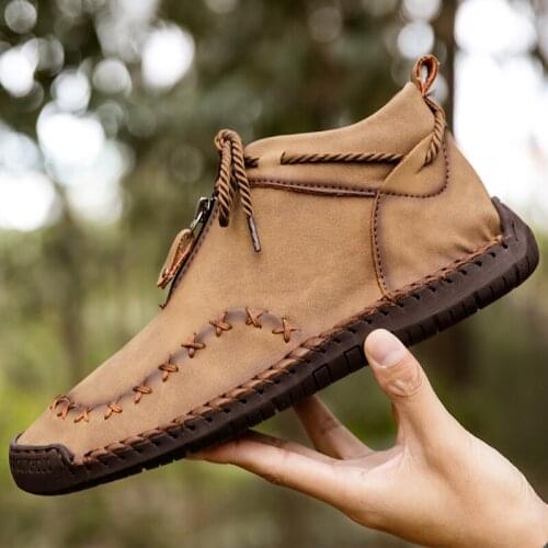 KEZZLY new mens outdoor casual boots fashion mens zipper oversized shoes mens Chinese boots 2021 hot sale mens shoes