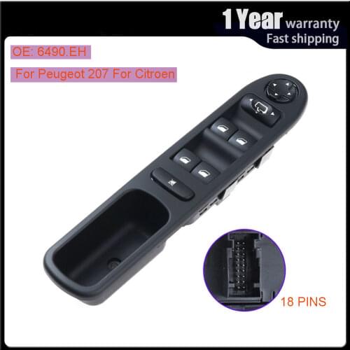 6554.QG High quality Electric Window Master Switch Regulator Button for Peugeot 207 Citroen 6554.QF 96642444XT