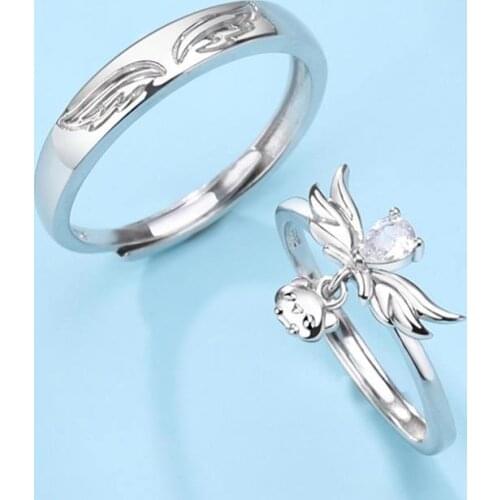 Couple Ring Couple Gift Ring Niche Design Sterling Silver Ring Wedding Rings for Couples Jewelry 925 Silver Ring Set