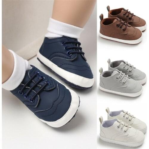 Boy & Girl Baby Shoes Slip On Toddler Pre Walker Newborn Shoes Soft Sole Anti Slip Sneakers Solid Trainers 0-18 Months