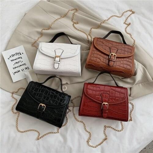 Fashion messenger portable small square bag crocodile pattern bag 2021 popular new one-shoulder chain bag