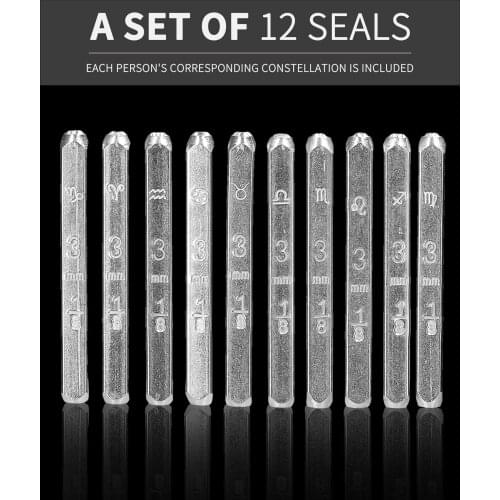 Twelve Zodiac Sign Stamps Metal Seal Set Carbon Steel Stamps Embossing and Printing Tools