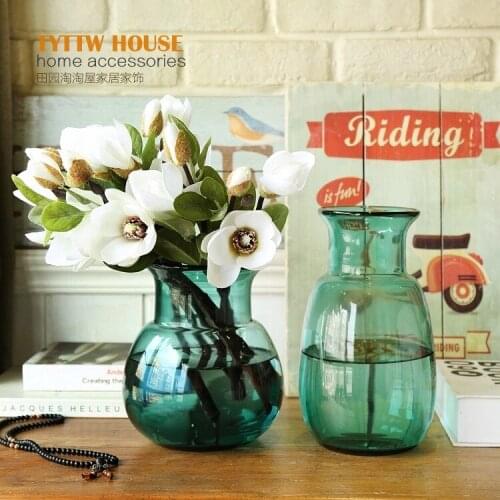 2018 NEW Mediterranean minimalist style transparent glass blue vase,fresh plant hydroponic vase,Curved design table decoration