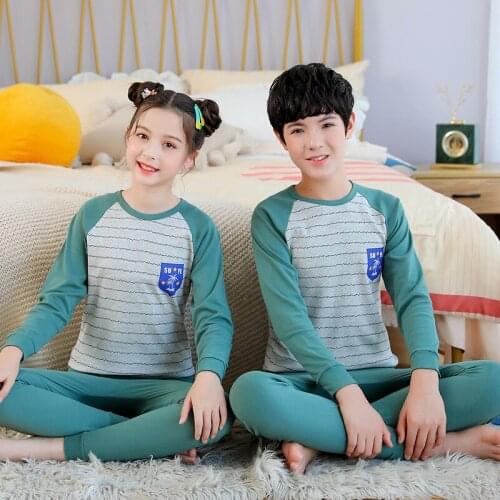 New Teens Clothes Children Clothing Set Big Boys Pajamas Sets Boys Cotton Sleepwear Full Sleeve Pyjamas Kids Home Clothes 4-18Y