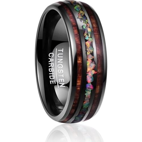 New size 7-12 Personality vintage Dome Black Acacia Wood Opal Tungsten Ring for women Engagement Wedding Jewelry ring