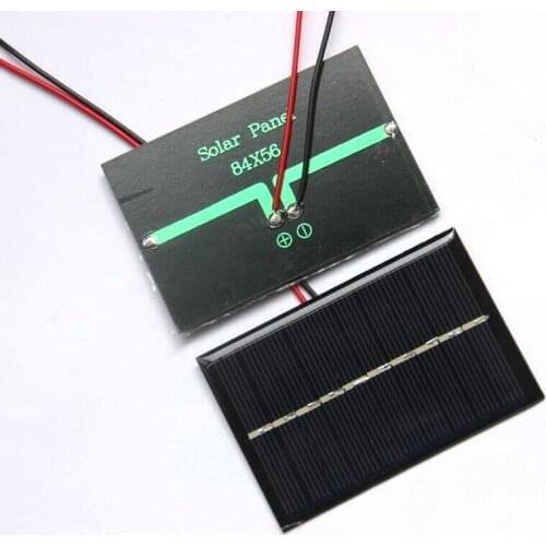 BUHESHUI 0.6W 5V Polycrystalline Epoxy Solar Panels+Wire/Cable Small DIY Solar Power 3.7V Battery Charger Solar Cell 84*56MM