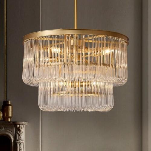 Copper luxury living room chandelier creative restaurant light in the bedroom personalized glass model room decorative lamps