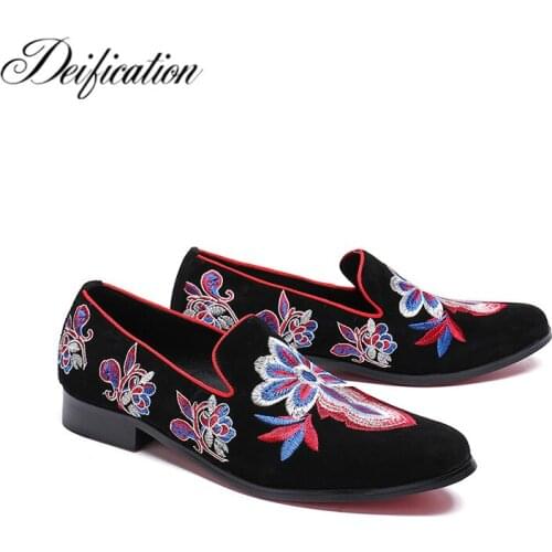 Deification Luxury Mens Shoes Casual 2018 Moccasins Slip On Loafers Men Fashion Italian Embroidered Mens Flats Male Boat Shoes