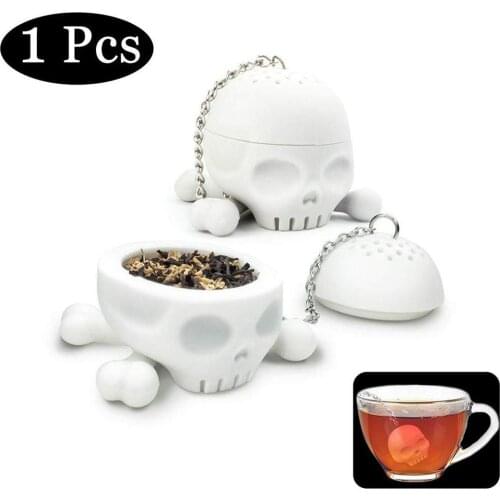 Skull decoration Silicone Tea Filter Infuser Food Grade Non-Toxic Tea Leak Loose Leaf Tea Strainer Drinkware Tool