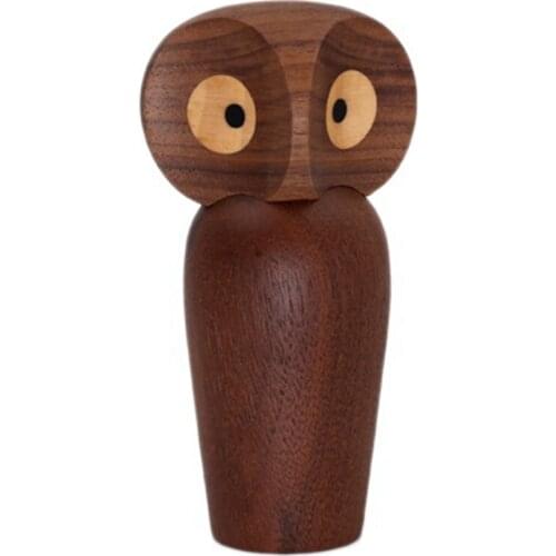 Nordic Fashion Owl Bird Animal Figurines Natural Wooden Home Decoration Miniature Woodcraft