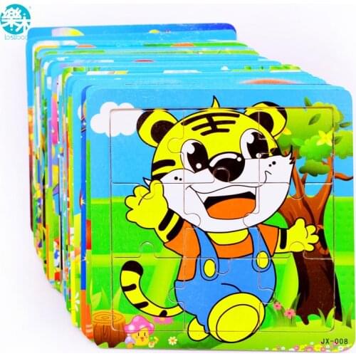 Modern Cartoon Baby Puzzle Set Toys Wooden Education Learning Toy For Kids panda Cow Frog Bee Hedgehog