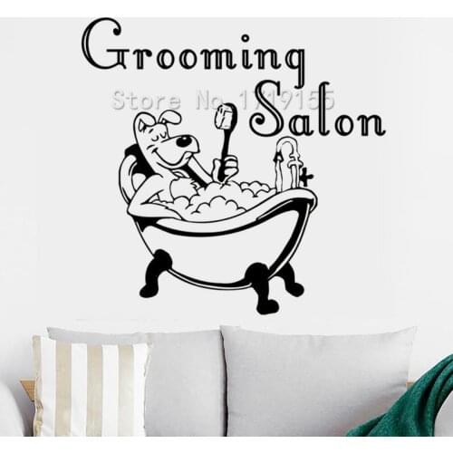 Grooming Salon Vinyl Wall Stickers Pet Shop Window Art Decal Dog Grooming Decor Puppy Pet Shop Decal Animal Interior DesignZW433