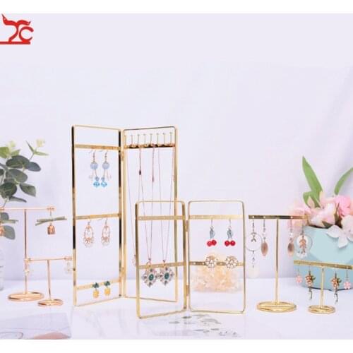 High Quality Golden Simple Screen Jewelry Stand, Light Luxury Style Earrings Necklace Storage Bracelet Jewelry Display Stand