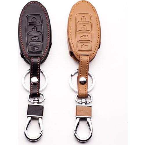 High quality Leather Car Key Cover Case For Nissan Altima Qashqai X-Trail T31 T32 Tiida Almera Juke Note Primera Teana March