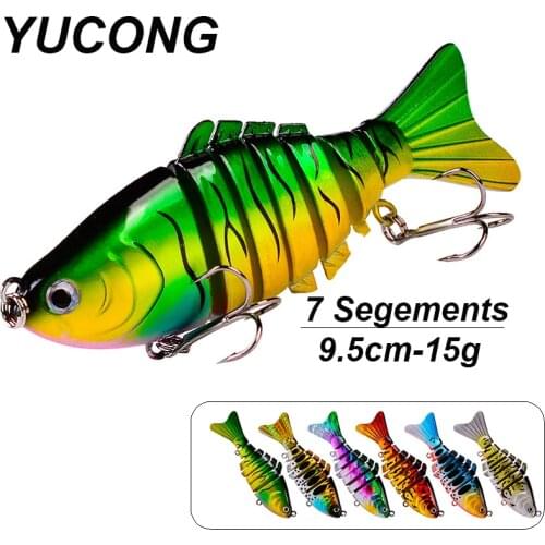 YUCONG 1PC Sinking Wobblers Fishing Lure 15g-9.5cm Jointed Crankbait Swimbait 7 Sections Artificial Hard Bait S-Swimming Lure