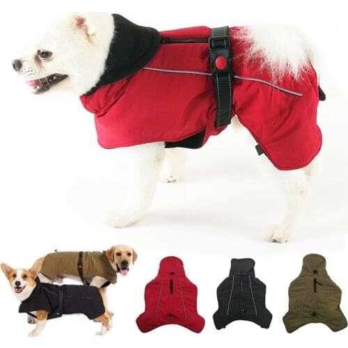 Winter Dog Clothes Thicken Warm Waterproof Dog Snowsuit Windproof Reflective Pet Jacket for Small Medium Large Dogs Padded Coats