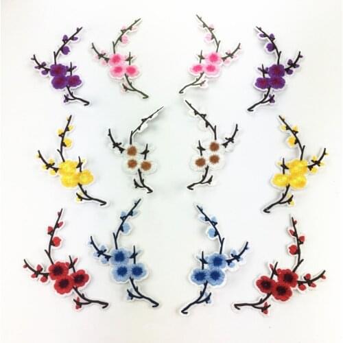 15x9cm Plum blossom Flowers hot melt adhesive applique embroidery patches stripes DIY clothing accessory