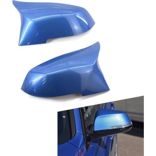 2Pcs Fits for BMW F30 F32 13-17 Shiny Blue Replacement Mirror Covers M3 Style
