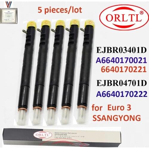 5PC New Diesel Injector EJBR03401D EJBR04401D EJBR04501D EJBR02601Z EJBR04701D A6640170222 A6640170121 For SSANGYONG Euro4/3