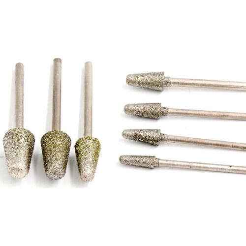 1pcs 2.35/3mm Shank B Diamond Grinding Head Bullet Rotary Bits Glass Jade Stone Carving Drilling Tools