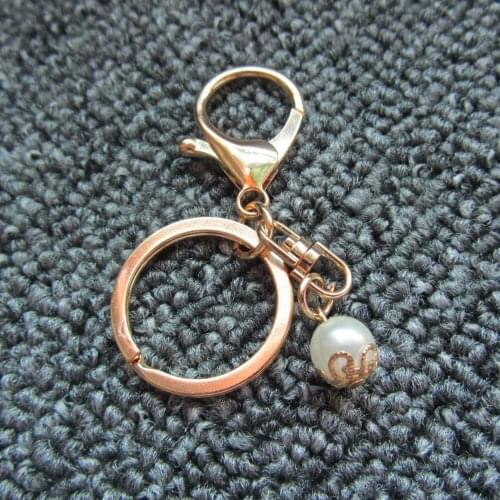 Fashion High Quality Gold Pearl Keychain DIY Key Chain Ring Accessories Woman Bag Charms Man Car Keyring Jewelry Making Parts